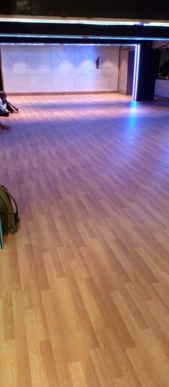 Wood finish PVC vinyl flooring in a Zumba and group fitness studio