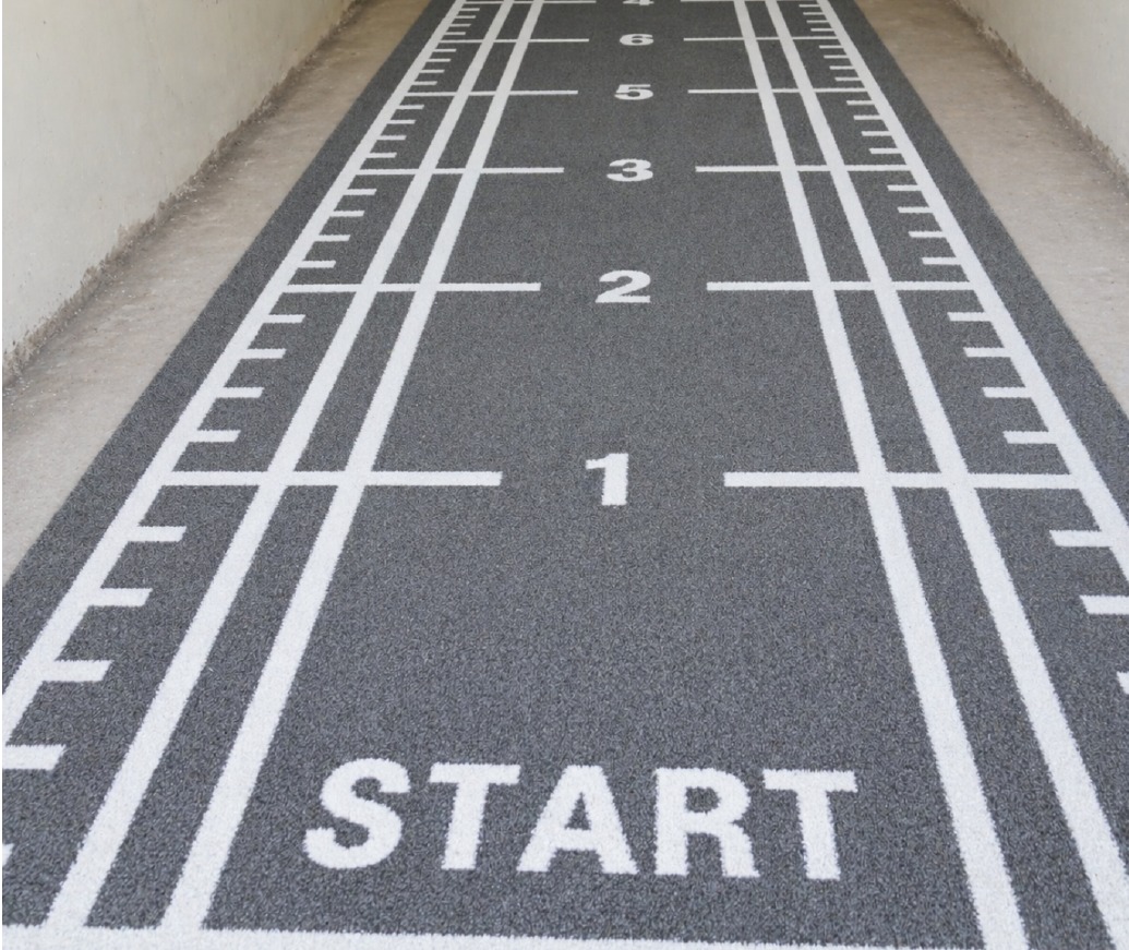 Grey Astro Turf functional training track with START marking