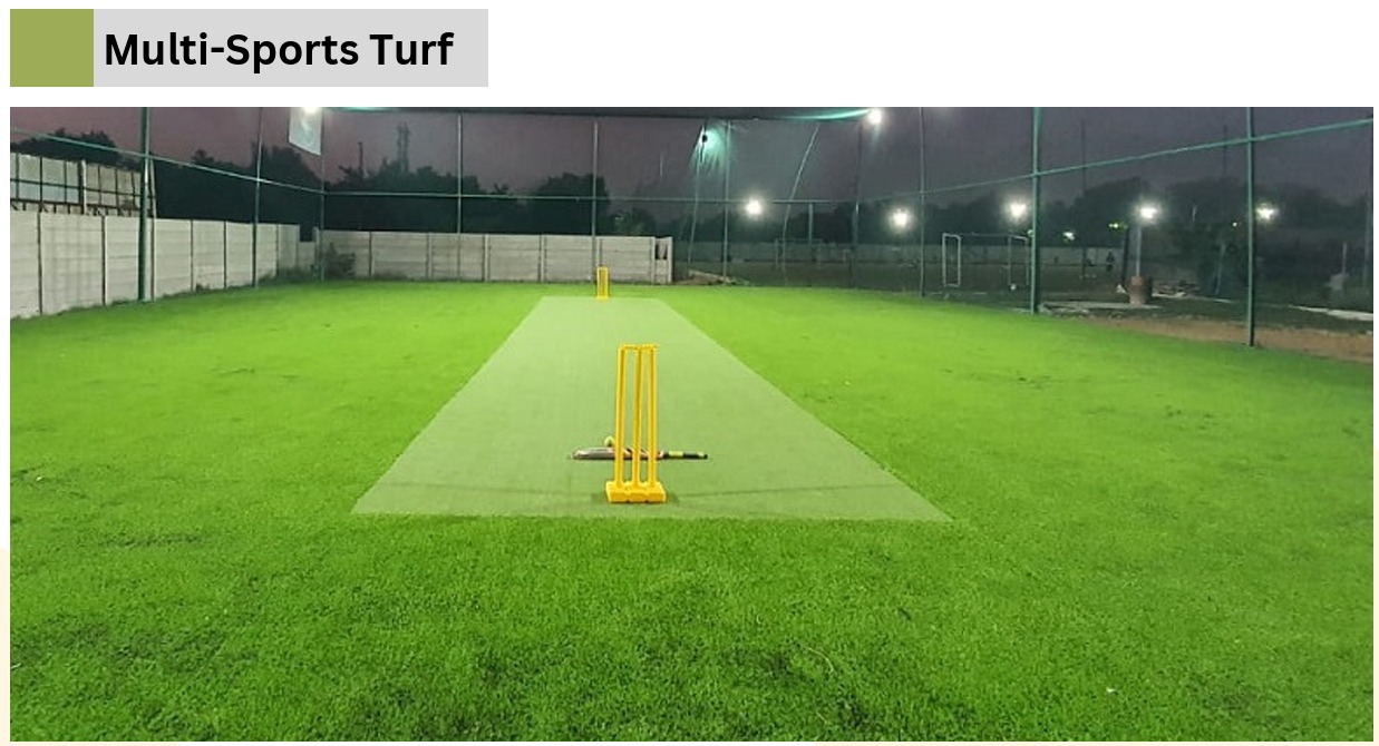 Multi-sports artificial grass turf laid on a floodlit cricket and multi-sport ground