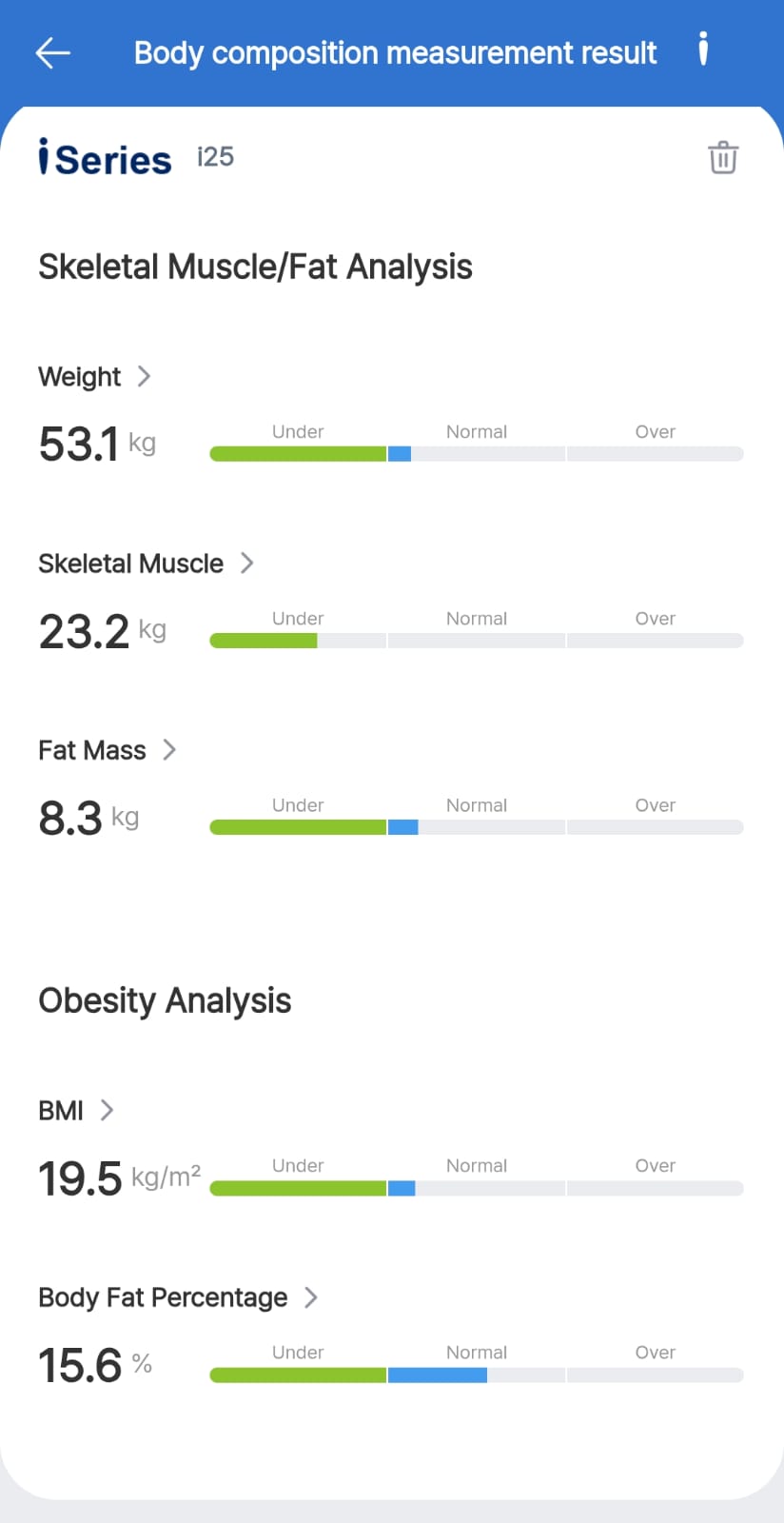 iApp result details screen